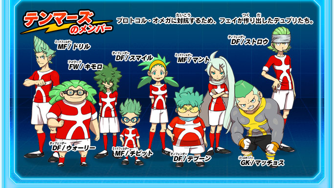 テンマーズのメンバー プロトコル・オメガに対抗するため、フェイが作り出したデュプリたち。