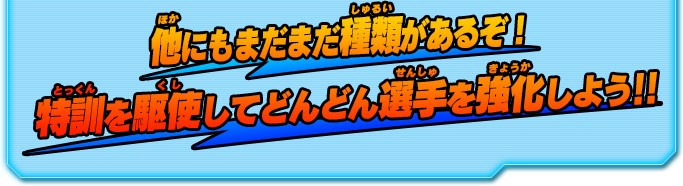他にもまだまだ種類があるぞ！特訓を駆使してどんどん選手を強化しよう !!