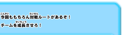 今回ももちろん対戦ルートがあるぞ！チームを成長させろ！