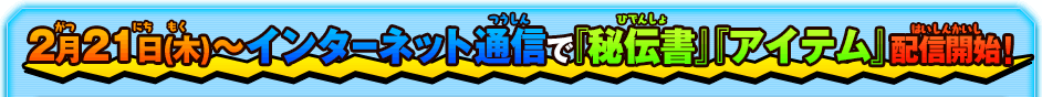 2月21日(木)～インターネット通信で『秘伝書』『アイテム』配信開始！