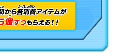 最初から各消費アイテムが5個ずつもらえる！！