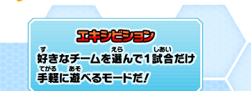 エキシビジョン 好きなチームを選んで１試合だけ手軽に遊べるモードだ！