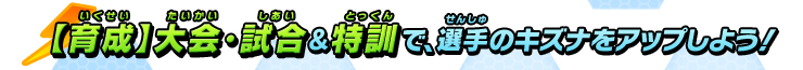 [育成]大会・試合＆特訓で、選手のキズナをアップしよう！