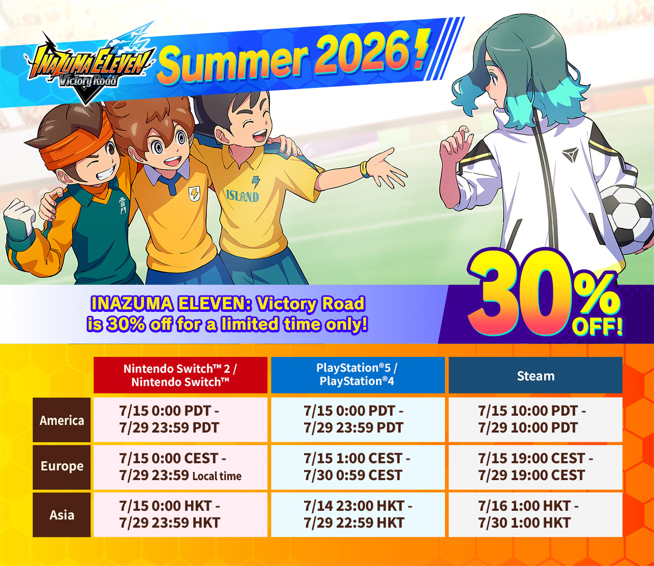 INAZUMA ELEVEN: Victory Road is 30% off for a limited time only!