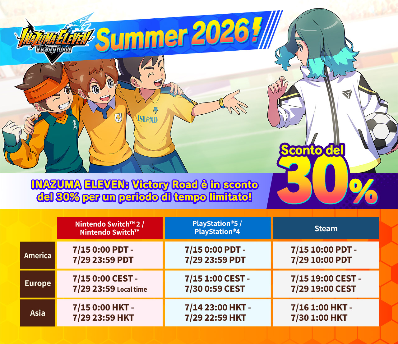 INAZUMA ELEVEN: Victory Road è in sconto del 30% per un periodo di tempo limitato!